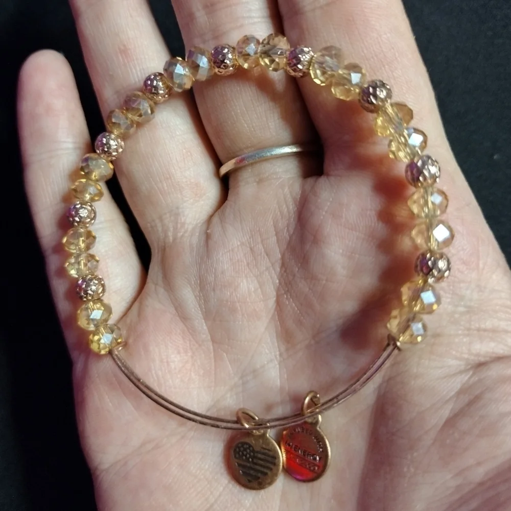 Alex And Ani Splendor Caramel Beaded Bangle Bracelet - Picture 6 of 8